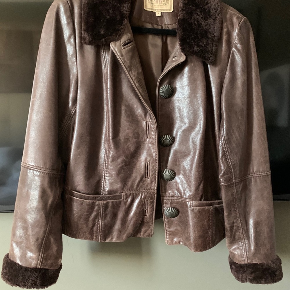 Double D Ranch beautiful brown Leather Jacket size Meduim